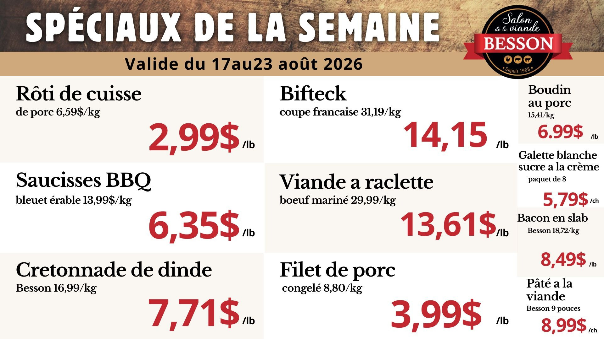 speciaux 17 au 23 aout