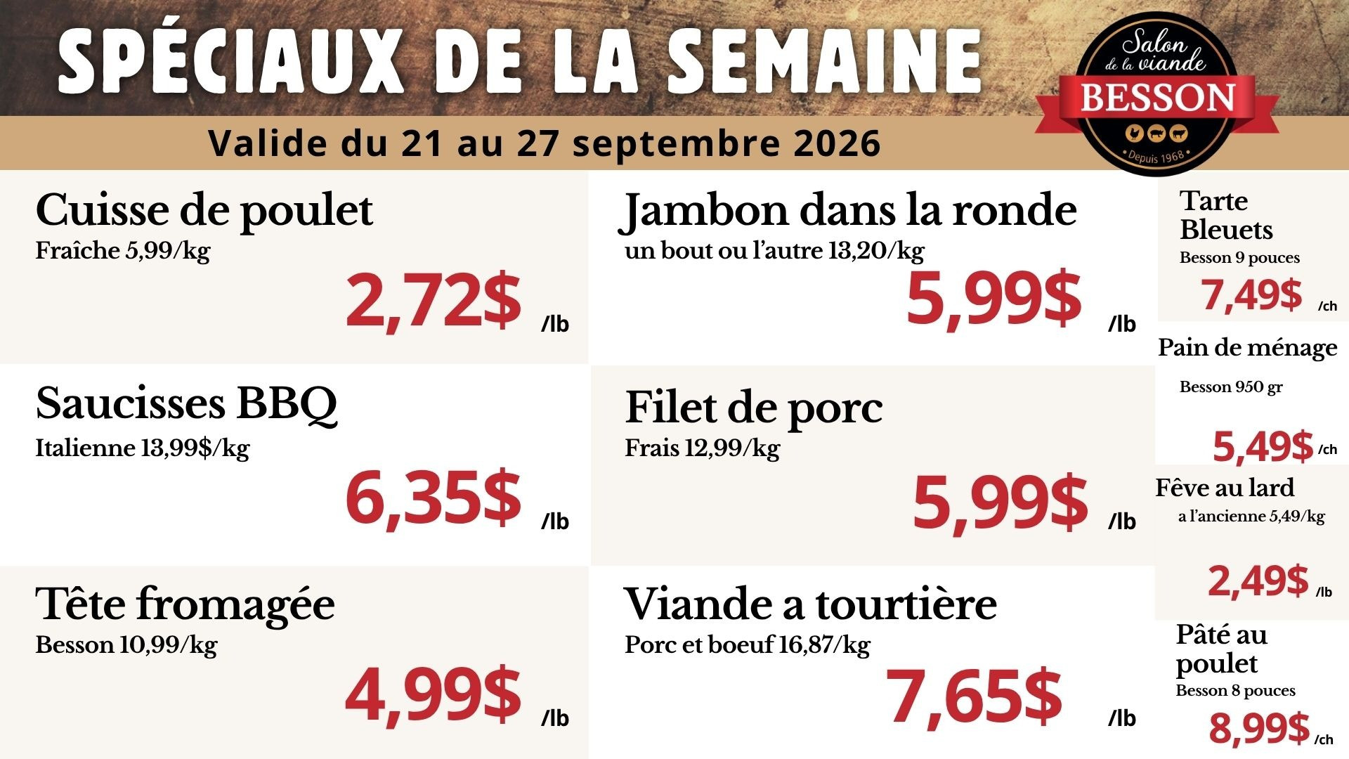 speciaux 21 au 27 septembre